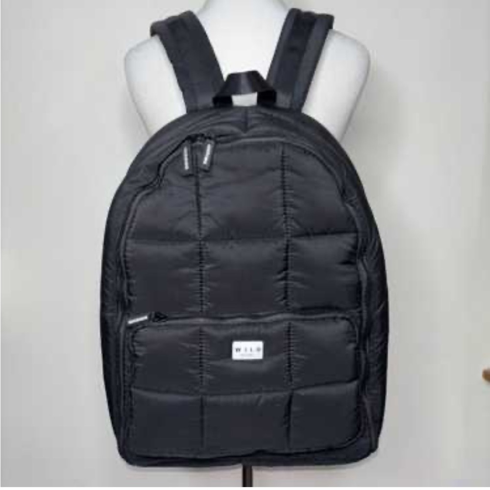 Wilo The Label Unisex Black Quilted Puffer Backpack